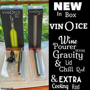 ▪️NWT▪️VINOICE▪️Wine Pourer with Gravity Lid & Chill Rod AND Extra Cooling Rod
